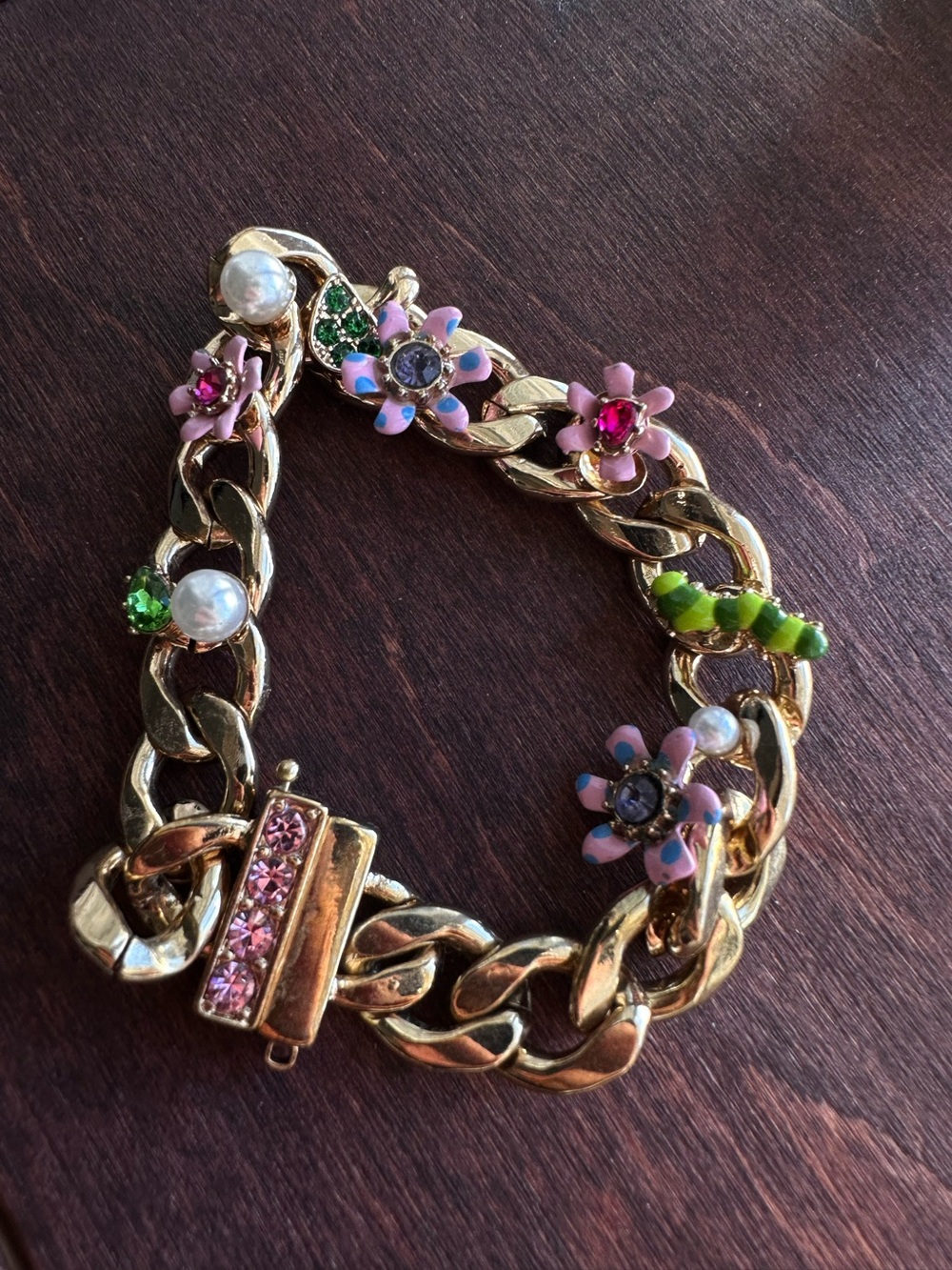 Betsey Johnson Enchanted Link Bracelet (Pastel Multi) gold tone